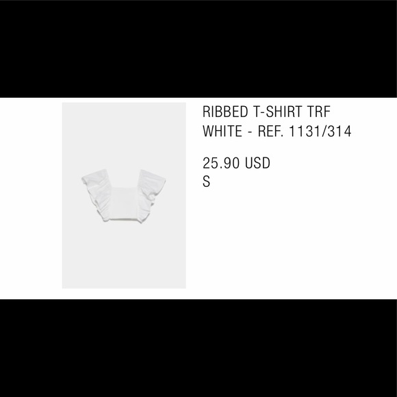 Zara flutter sleeve white crop top size small NWOT - Picture 4 of 5